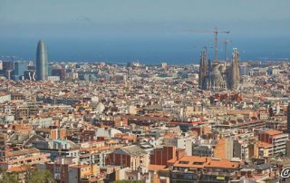 Panorama Blick auf Barcelona vom Park Güell aus