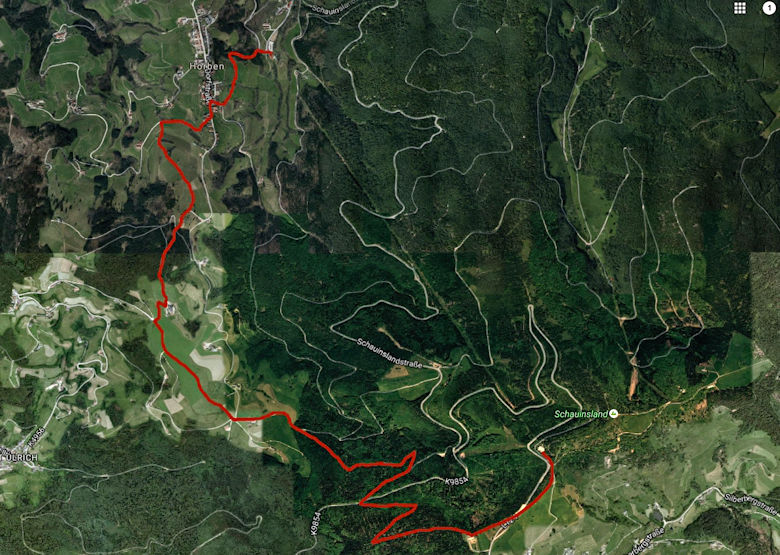 Wanderkarte Übersicht Vom Schauinsland nach Horben zur Talstation wandern