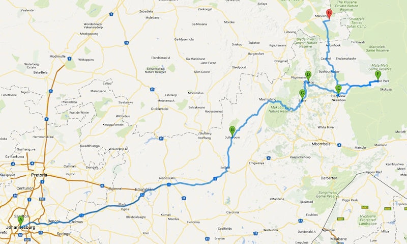Route Südafrika Etappe 1