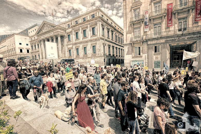 Innenstadt Madrid - Demo gegen Stierkampf