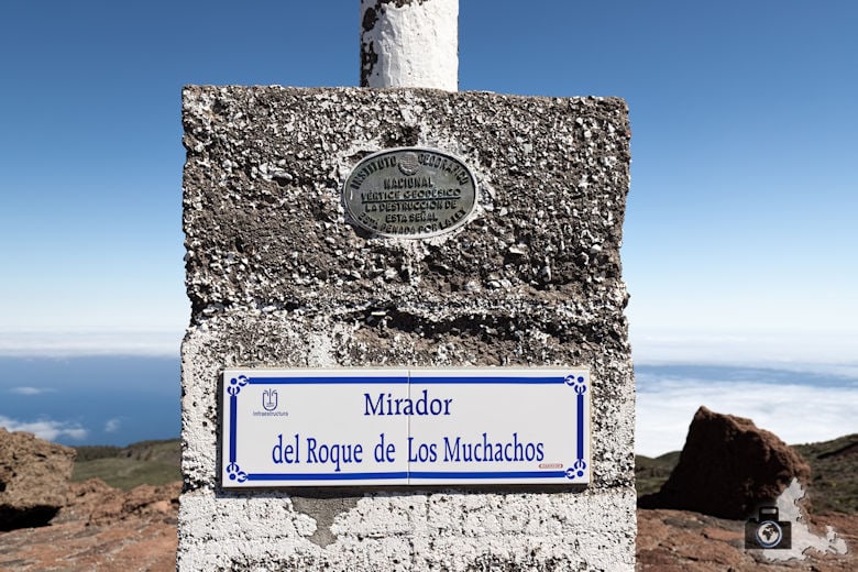 La Palma, Mirador del Roque de los Muchachos, Hinweisschild