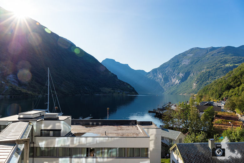 Aussichtsterrasse, Hotel Geiranger, Norwegen