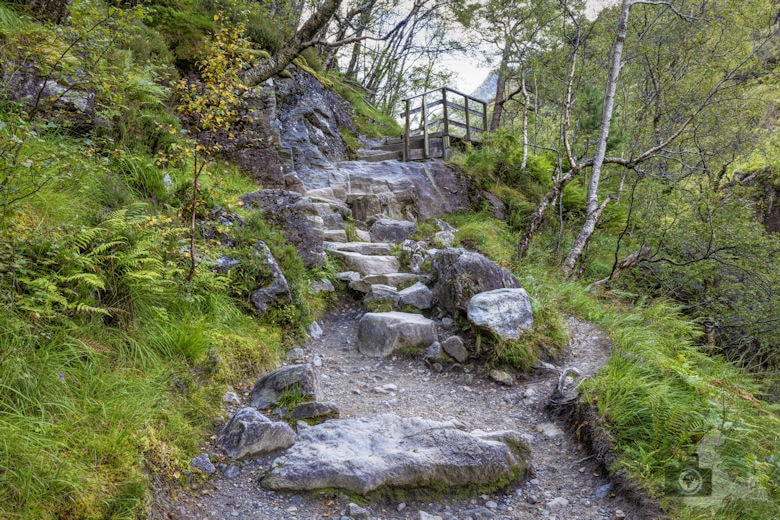 Steall Falls Wanderung, Glen Nevis, Schottland